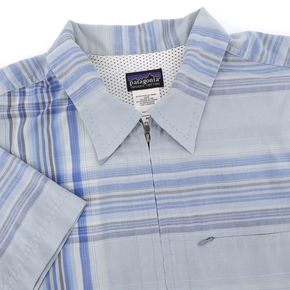 Vintage Patagonia Sideburn Shirt Y2K Full Zip Blue Short Sleeve Mens Large